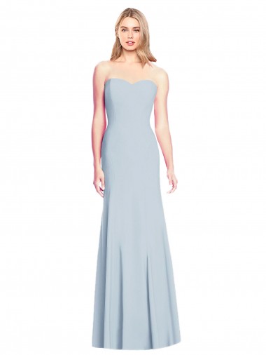 Affordable Sleeveless Strapless Stretch Crepe Light Sky Blue Trumpet Long Prom Dress Canada