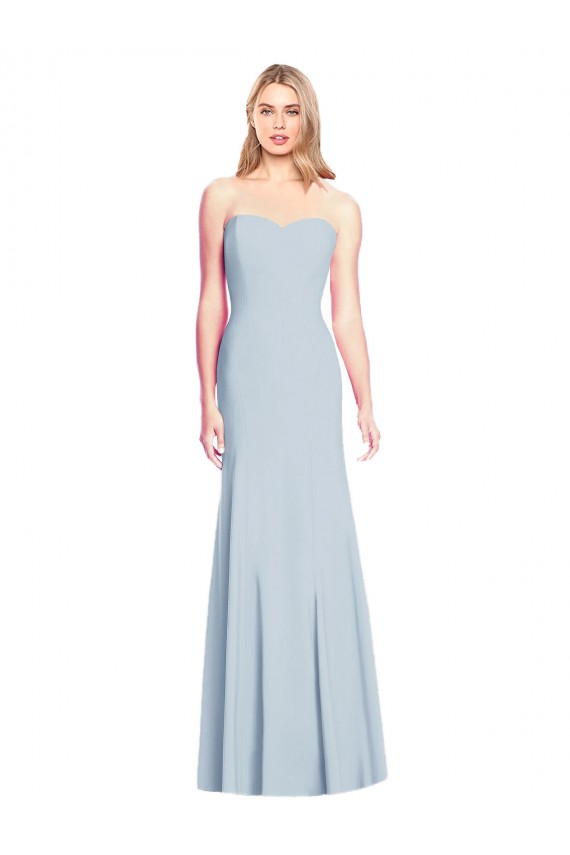 Affordable Sleeveless Strapless Stretch Crepe Light Sky Blue Trumpet Long Prom Dress Canada