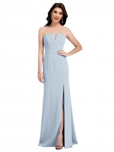 Affordable Sleeveless Strapless Stretch Crepe Light Sky Blue Long Prom Dress Canada