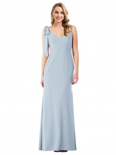 Affordable Sleeveless V-Neck Stretch Crepe Light Sky Blue Long Prom Dress Canada