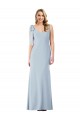 Affordable Sleeveless V-Neck Stretch Crepe Light Sky Blue Long Prom Dress Canada