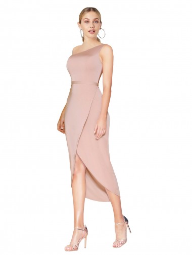 Affordable Sleeveless High Neck Stretch Crepe Mauve Knee Length Prom Dress Canada