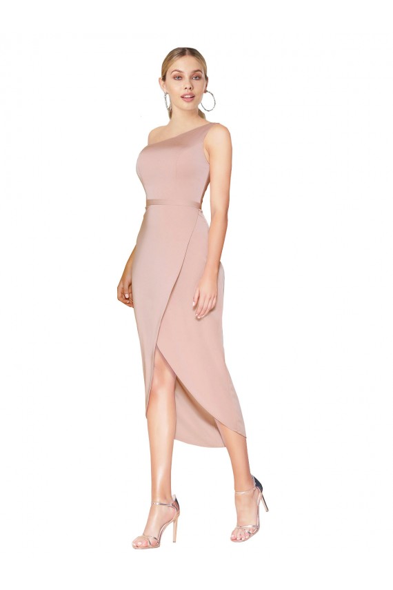 Affordable Sleeveless High Neck Stretch Crepe Mauve Knee Length Prom Dress Canada