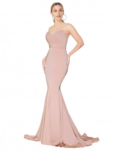 Affordable Sleeveless High Neck Stretch Crepe Mauve Long Prom Dress Canada