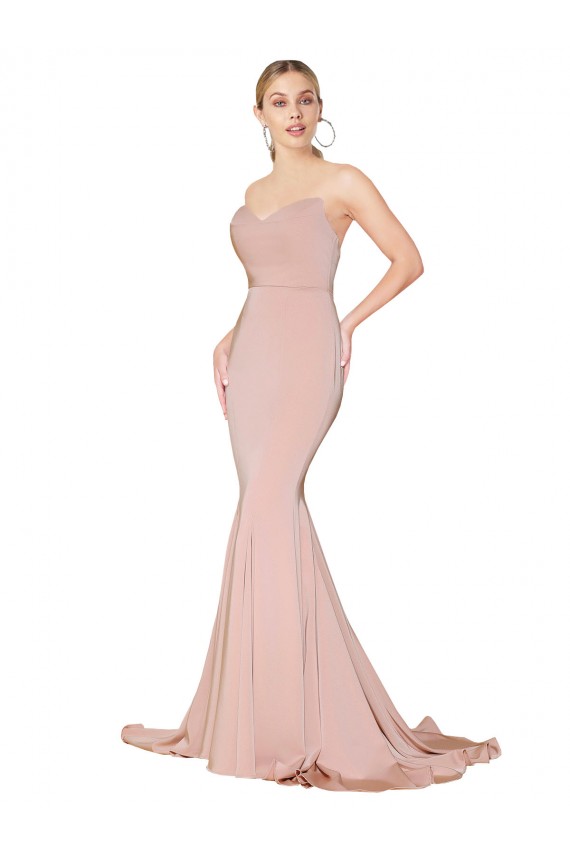 Affordable Sleeveless High Neck Stretch Crepe Mauve Long Prom Dress Canada