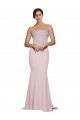 Affordable Sleeveless Strapless Stretch Crepe Mauve Sweep Train Prom Dress Canada