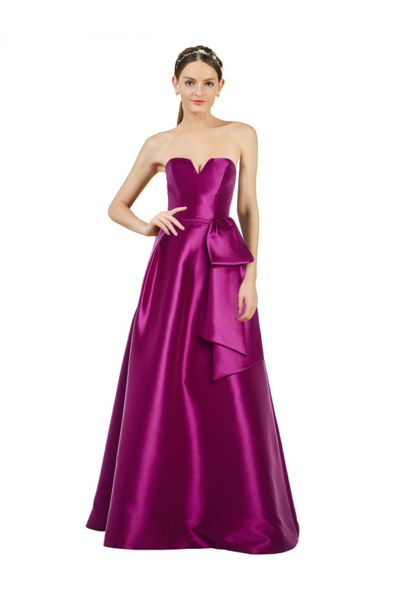 Affordable Sleeveless V-Neck Satin Merlot Long Prom Dress Canada