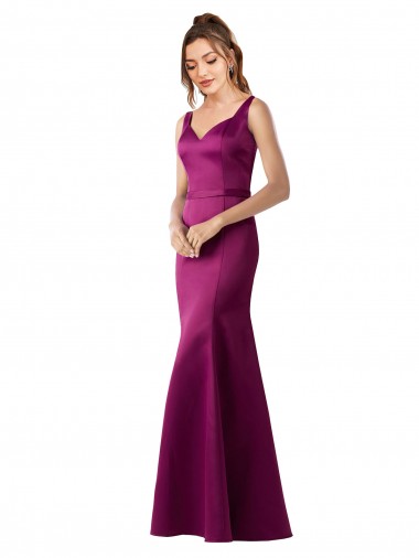 Affordable Sleeveless Bateau Neck Satin Merlot Long Black Tie Prom Dress Canada
