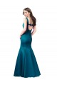 Affordable Sleeveless Bateau Neck Satin Peacock Blue Long Prom Dress Canada
