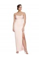 Affordable Sleeveless Cowl Neck Stretch Satin Long Prom Dress Canada