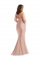 Affordable Sleeveless Halter Neck Silky Satin Dusty Pink Long Plus Size Formal Prom Dress Canada