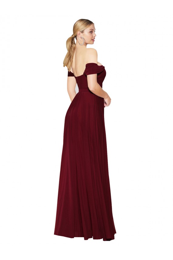 Affordable Sleeveless High Neck Soft Chiffon Burgundy Mermaid Long Prom Dress Canada