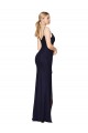 Affordable Sleeveless High Neck Soft Chiffon Dark Navy Mermaid Long Prom Dress Canada