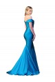 Affordable Sleeveless High Neck Satin Peacock Blue Long Prom Dress Canada