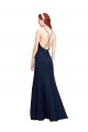 Affordable Sleeveless High Neck Soft Chiffon Dark Navy Long Prom Dress Canada