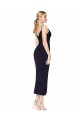 Affordable Sleeveless High Neck Stretch Crepe Dark Navy Knee Length Prom Dress Canada