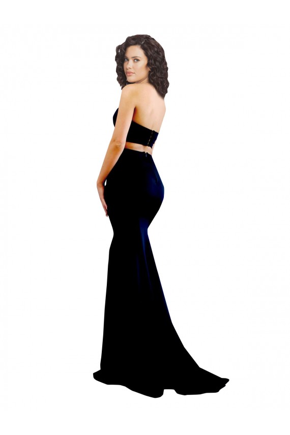 Affordable Sleeveless High Neck Stretch Crepe Black Mermaid Long Prom Dress Canada
