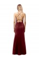 Affordable Sleeveless Halter Neck Stretch Crepe Burgundy Gold Long Criss Cross Back Prom Dress Canada