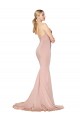 Affordable Sleeveless High Neck Stretch Crepe Mauve Long Prom Dress Canada