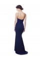 Affordable Sleeveless High Neck Stretch Crepe Navy Blue Long Prom Dress Canada