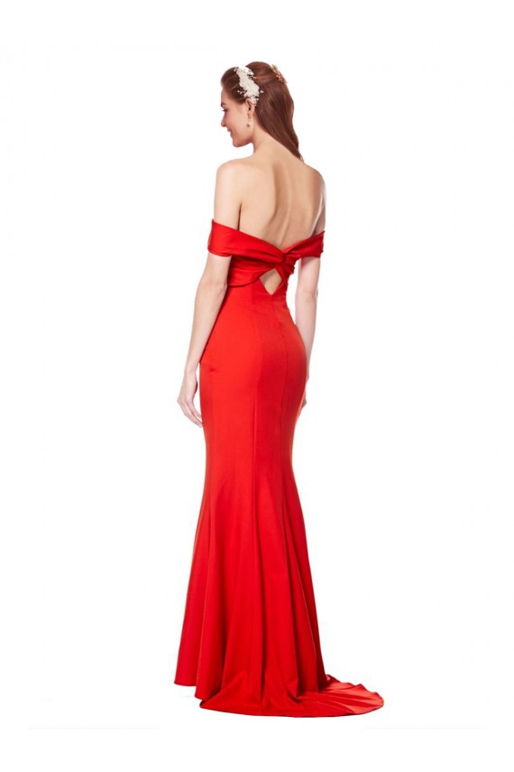 Affordable Sleeveless High Neck Stretch Crepe Red Long Prom Dress Canada