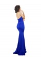 Affordable Sleeveless High Neck Stretch Crepe Royal Blue Long Prom Dress Canada