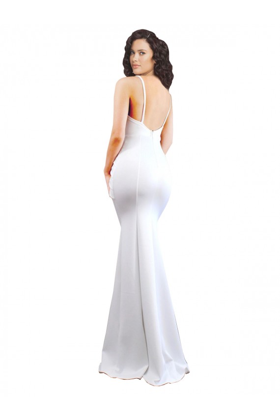 Affordable Sleeveless High Neck Stretch Crepe White Long Black Tie Prom Dress Canada