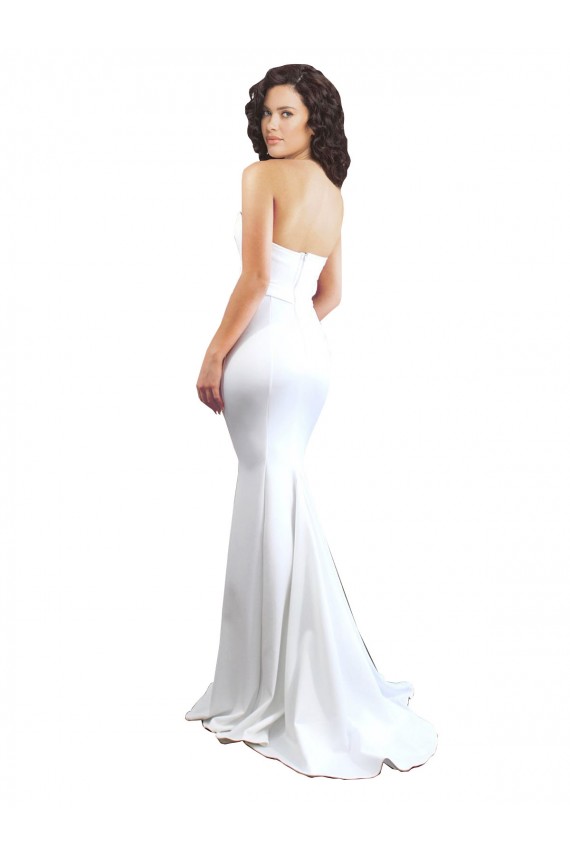 Affordable Sleeveless High Neck Stretch Crepe White Long Prom Dress Canada