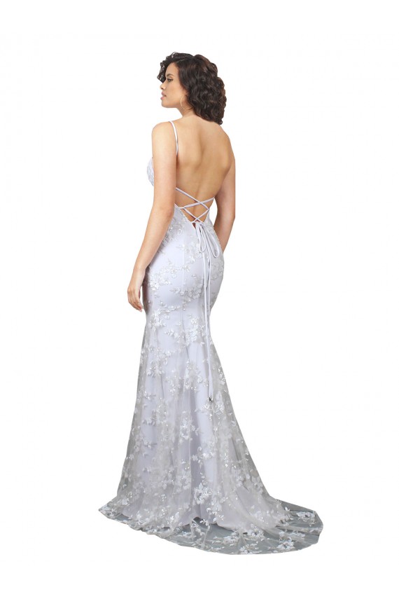 Affordable Sleeveless High Neck Stretch Crepe & Sequin Tulle White Long Prom Dress Canada