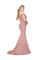 Affordable Sleeveless High Neck Stretch Crepe Dusty Pink Mermaid Sweep Train Prom Dress Canada