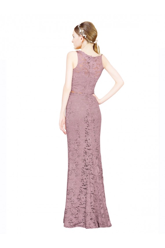 Affordable Sleeveless Illusion Neck Lace Long Prom Dress Canada