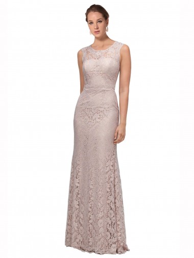 Affordable Sleeveless Scoop Neck Lace Long Prom Dress Canada