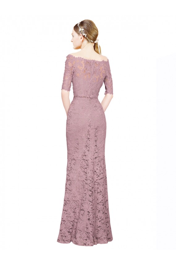 Affordable Short Sleeves Off the Shoulder Lace Long Prom Dress Canada