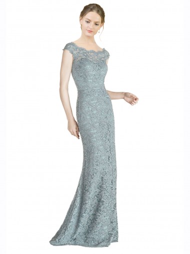 Affordable Cap Sleeves Off the Shoulder Lace Long Prom Dress Canada