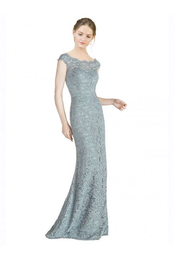 Affordable Cap Sleeves Off the Shoulder Lace Long Prom Dress Canada