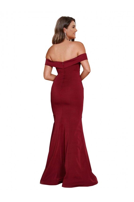 Affordable Sleeveless Off the Shoulder Spandex Burgundy Long Plus Size Formal Prom Dress Canada