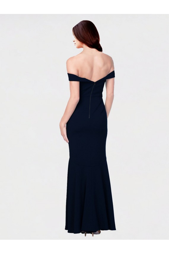 Affordable Sleeveless Off the Shoulder Stretch Crepe Ivory Long Prom Dress Canada