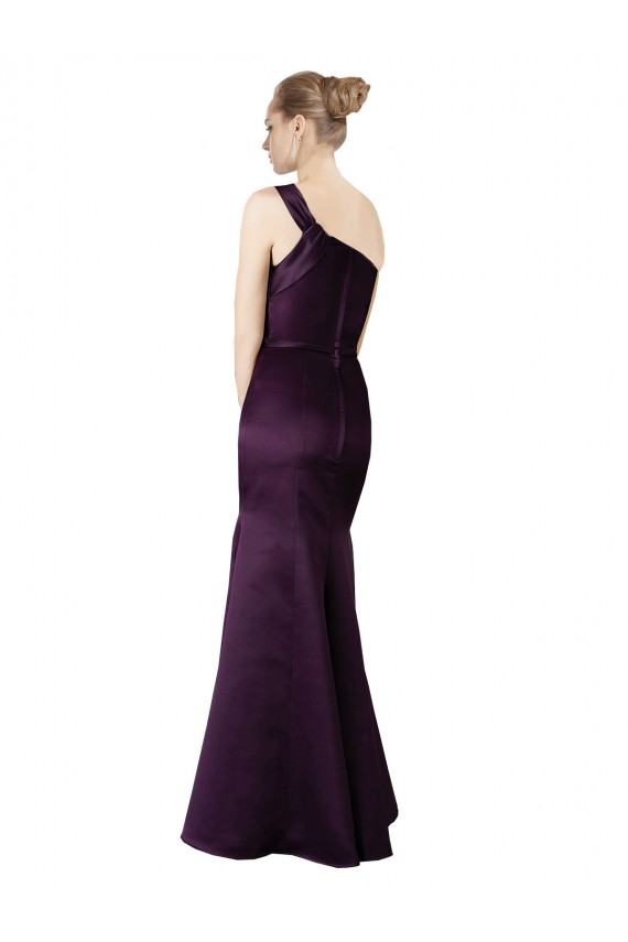 Affordable Sleeveless One Shoulder Satin Grape Long Prom Dress Canada