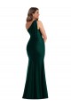 Affordable Sleeveless One Shoulder Silky Satin Ever Green Long Plus Size Formal Prom Dress Canada