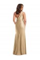 Affordable Sleeveless One Shoulder Silky Satin Soft Gold Long Plus Size Formal Prom Dress Canada