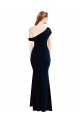 Affordable Sleeveless One Shoulder Stretch Crepe Dark Navy Long Prom Dress Canada