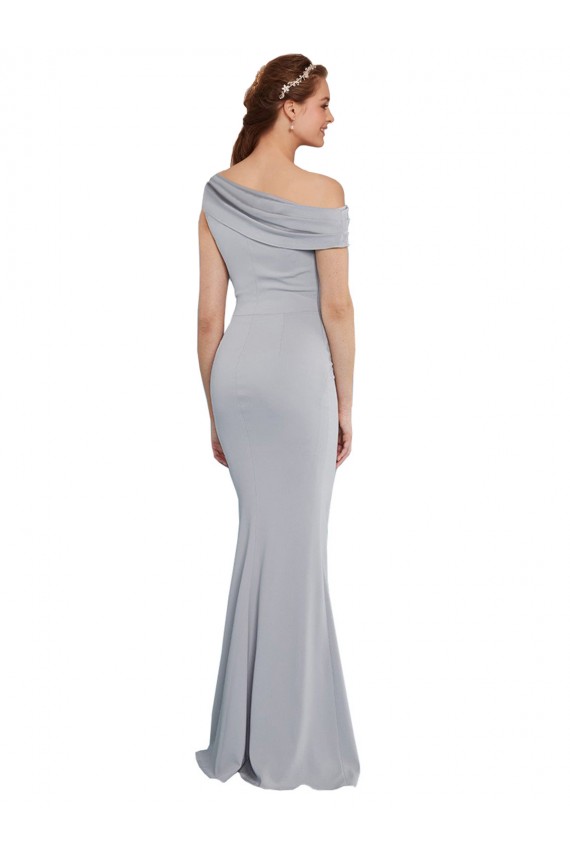 Affordable Sleeveless One Shoulder Stretch Crepe Grey Long Prom Dress Canada