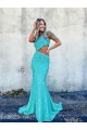 Affordable Sleeveless One Shoulder Velvet Sequin Sweep Train Prom Dress Canada