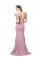 Affordable Flutter Sleeves Round Neck Stretch Crepe Dusty Pink Sweep Train Prom Dress Canada