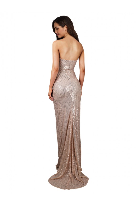 Affordable Sleeveless Scoop Neck Sequin Champagne Long Prom Dress Canada