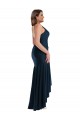Affordable Sleeveless Spaghetti Straps Silky Satin Dark Navy Long High Low Plus Size Prom Dress Canada