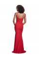 Affordable Sleeveless Spaghetti Straps Stretch Crepe Red Long Prom Dress Canada