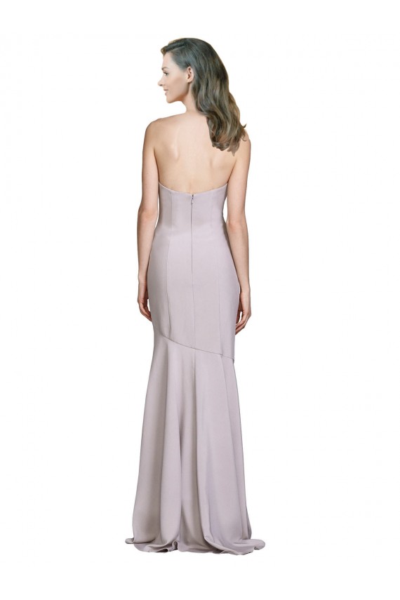 Affordable Sleeveless Strapless Stretch Crepe Arctic Lilac Long Prom Dress Canada