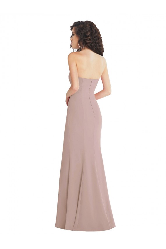 Affordable Sleeveless Strapless Stretch Crepe Dusty Pink Long Prom Dress Canada
