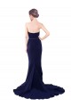 Affordable Sleeveless Strapless Stretch Crepe Dark Navy Mermaid Sweep Train Prom Dress Canada